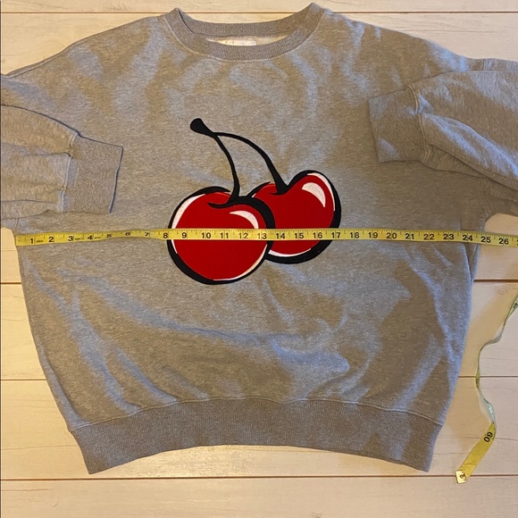 Kirsh Gray Sweatshirt Big Red Cherry Sz 1 - Picture 6 of 10